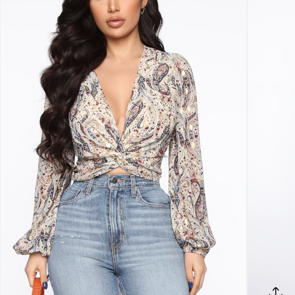 Fashion Nova Gold Flecks In Your Edges Top - Ivory/combo